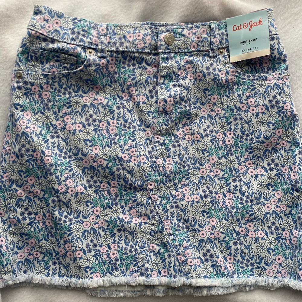 Cat & Jack floral jean skirt